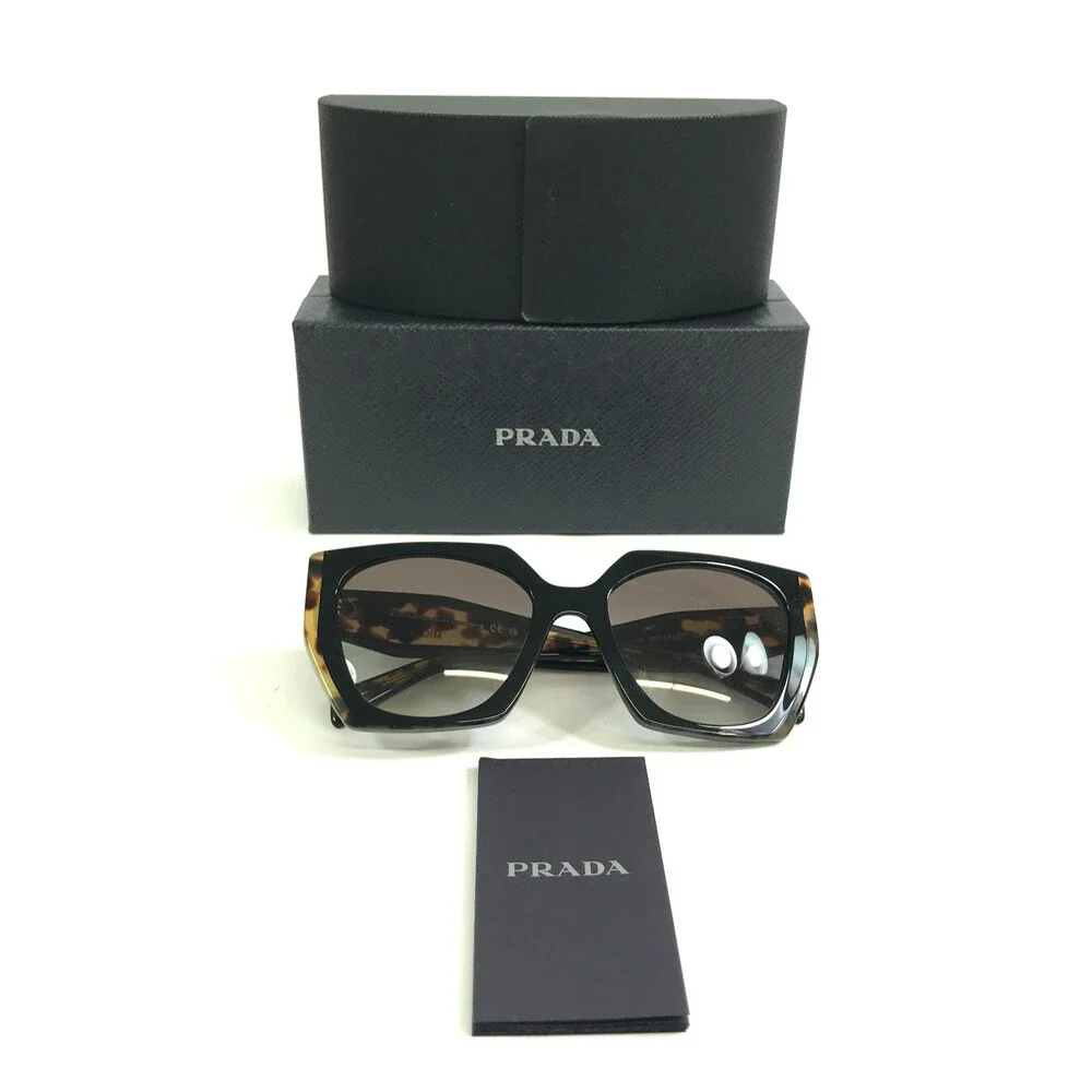 Prada Sunglasses SPR15W 389-0A7 Black Tortoise Frames with Gradient Gray Lenses